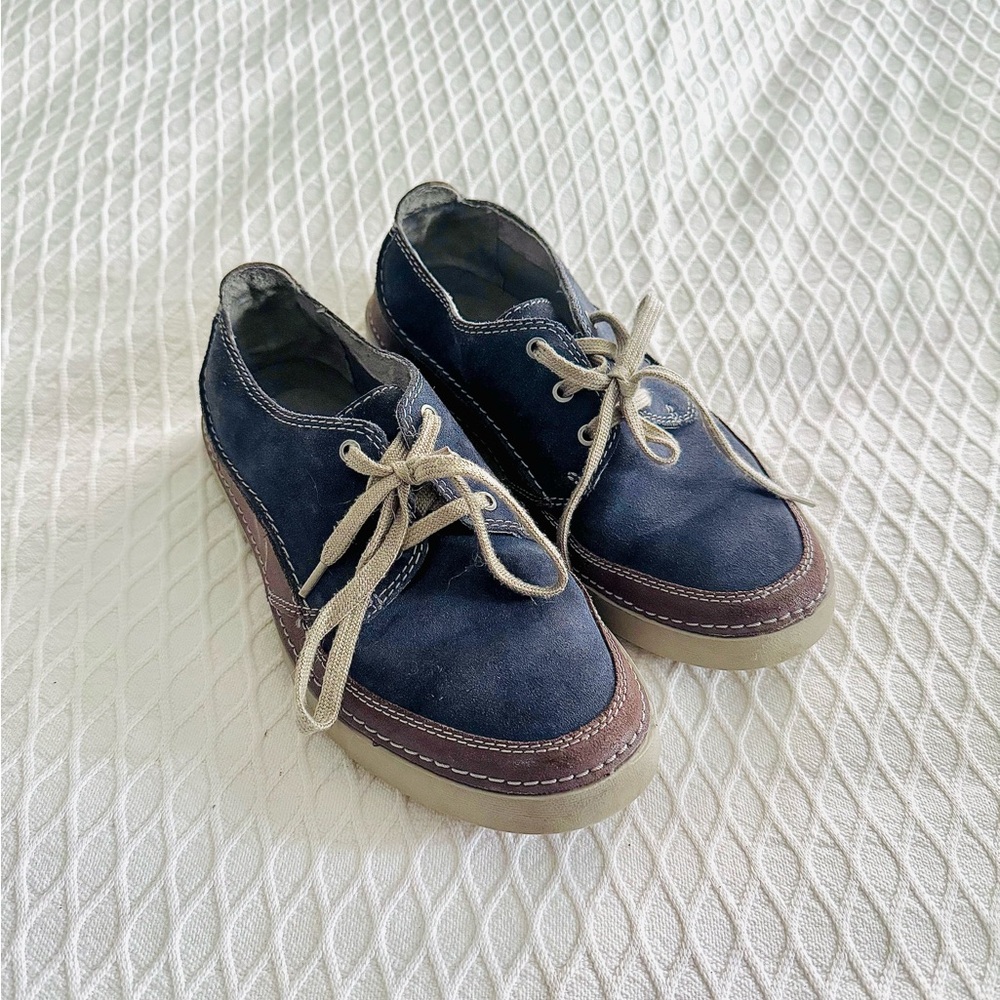 Clarks Mens Shoes Sz 7 Blue Brown Suede Slip On Loafers